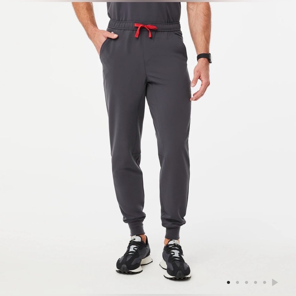 Figs Men's tansen Charcoal Joggers with Red Accent
